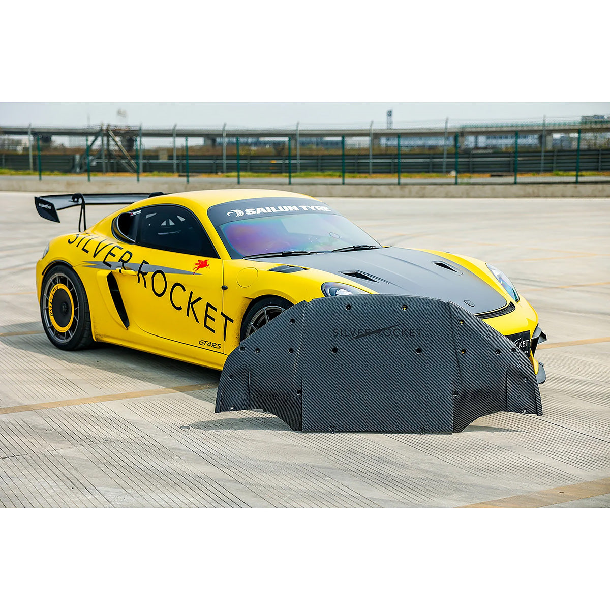 SilverRocket Front Dry Carbon Aeroshield Splitter | Porsche GT4 RS