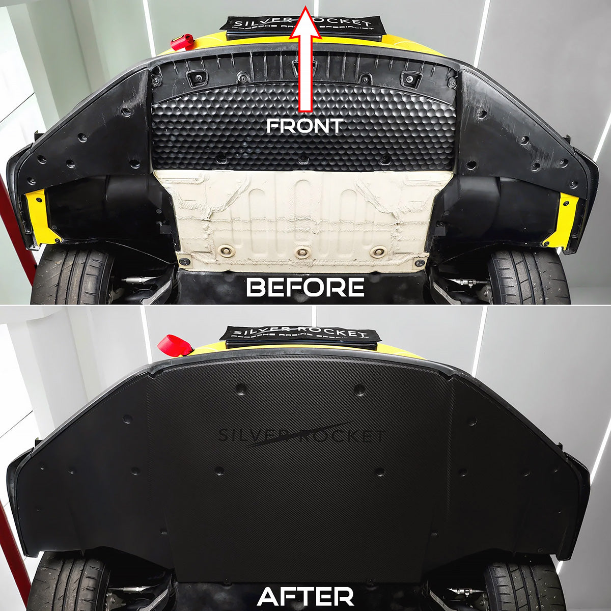 SilverRocket Front Dry Carbon Aeroshield Splitter | Porsche GT4 RS