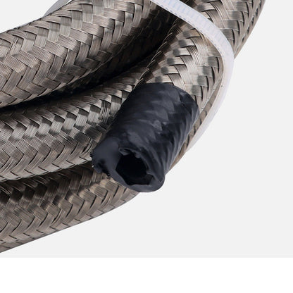 Silver Fuel Hose Oil Gas Air Line AN6-AN8-AN10 Stainless Steel Braided BOOSTED