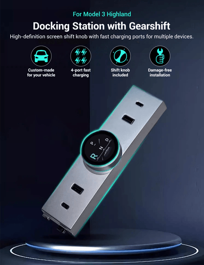 Rotating Gear Shift Knob Dock for Model 3 Highland/Model Y Juniper | Ergonomic Design