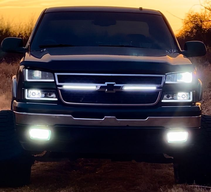 03-07 Chevrolet Silverado DRL Grille Light Bars White Running Light Only