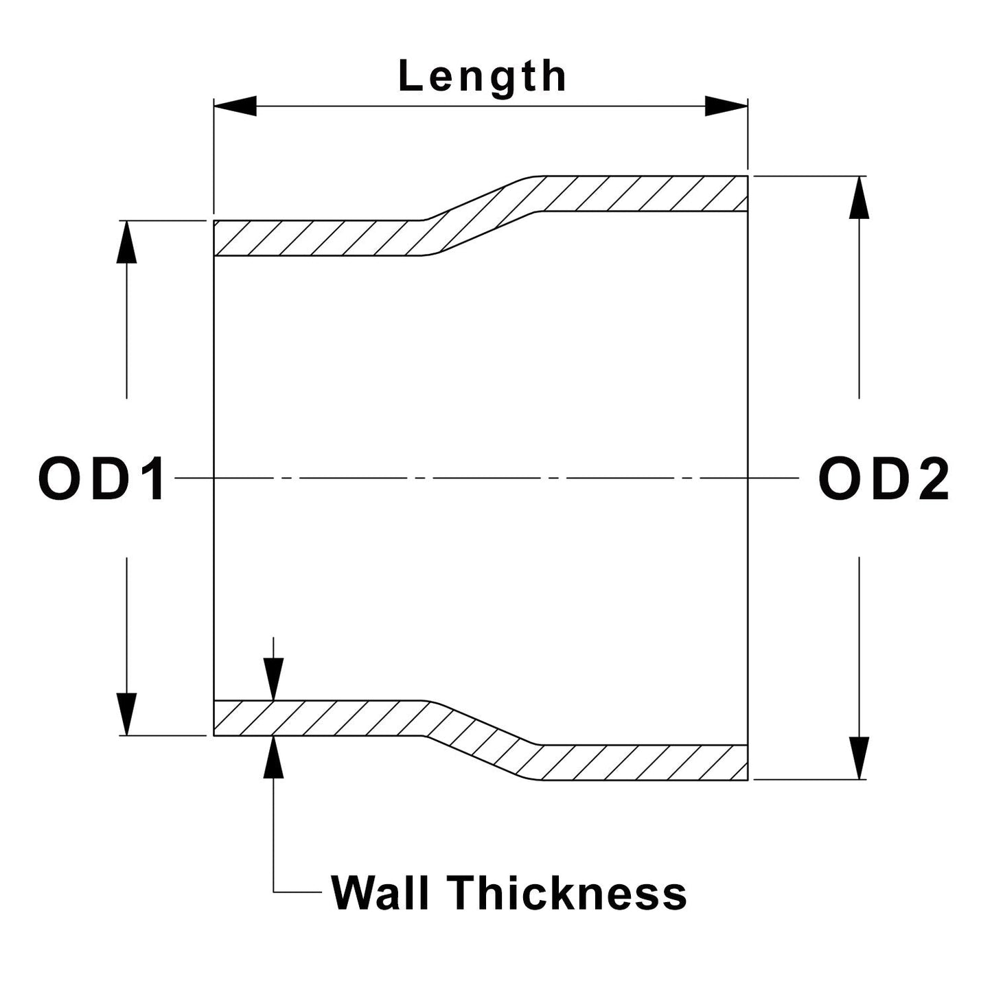 HPS Performance Products HPS 2" - 2-1/2" OD, 4" Long 6061 Aluminum Step Up Transition Joiner Reducer Tube Piping
