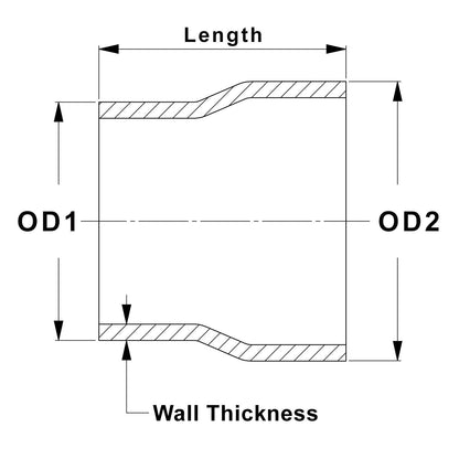 HPS Performance Products HPS 4" - 4-1/2" OD, 7" long 6061 Aluminum Step Up Transition Joiner Reducer Tube Piping