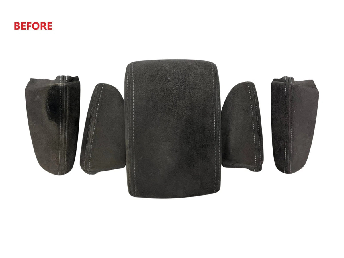 Red Stitch Suede Console Armrest 2x Door Armrest Cover For Subaru Impreza WRX STI 2008-2014