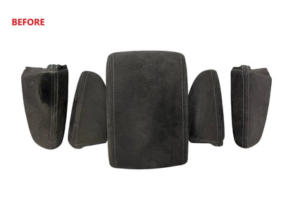 Red Stitch Suede Console Armrest 2x Door Armrest Cover For Subaru Impreza WRX STI 2008-2014