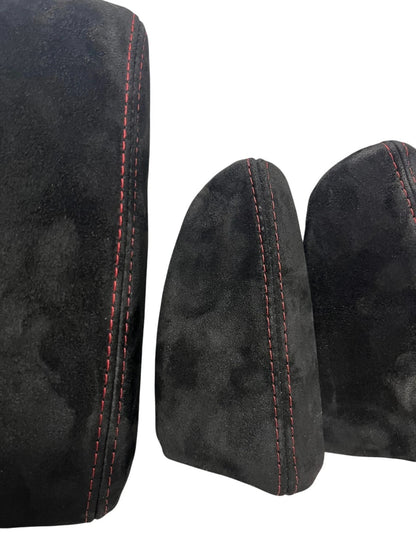 Red Stitch Suede Console Armrest 2x Door Armrest Cover For Subaru Impreza WRX STI 2008-2014