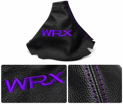 Leather Handbrake & Shift Boot Cover with Embroidery for Subaru Impreza WRX Non STI