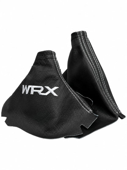 Leather Handbrake & Shift Boot Cover with Embroidery for Subaru Impreza WRX Non STI