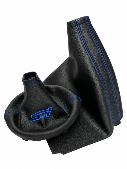 For SUBARU STI 2015-2021 Embroidered PU Leather Shift & Handbrake Boot Cover