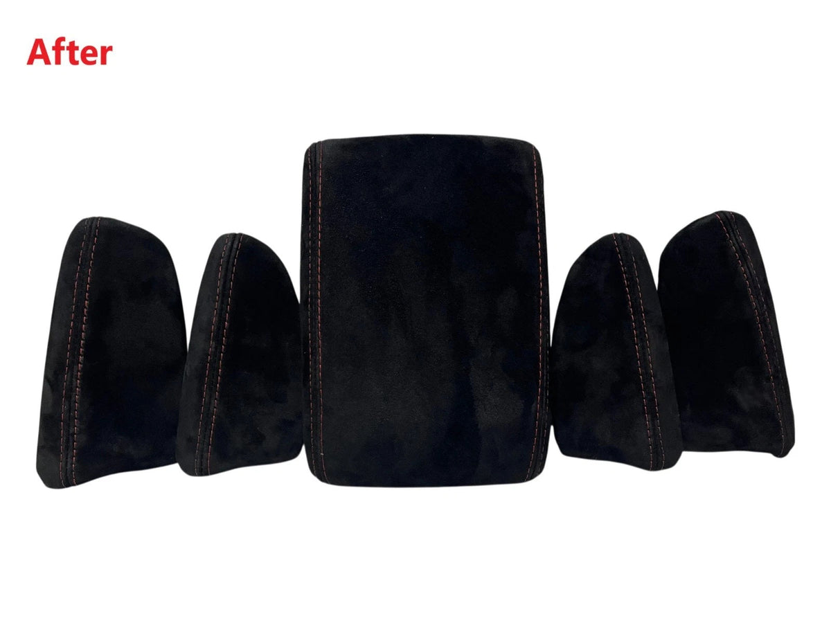 Red Stitch Suede Console Armrest 2x Door Armrest Cover For Subaru Impreza WRX STI 2008-2014