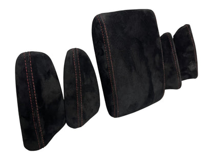 Red Stitch Suede Console Armrest 2x Door Armrest Cover For Subaru Impreza WRX STI 2008-2014
