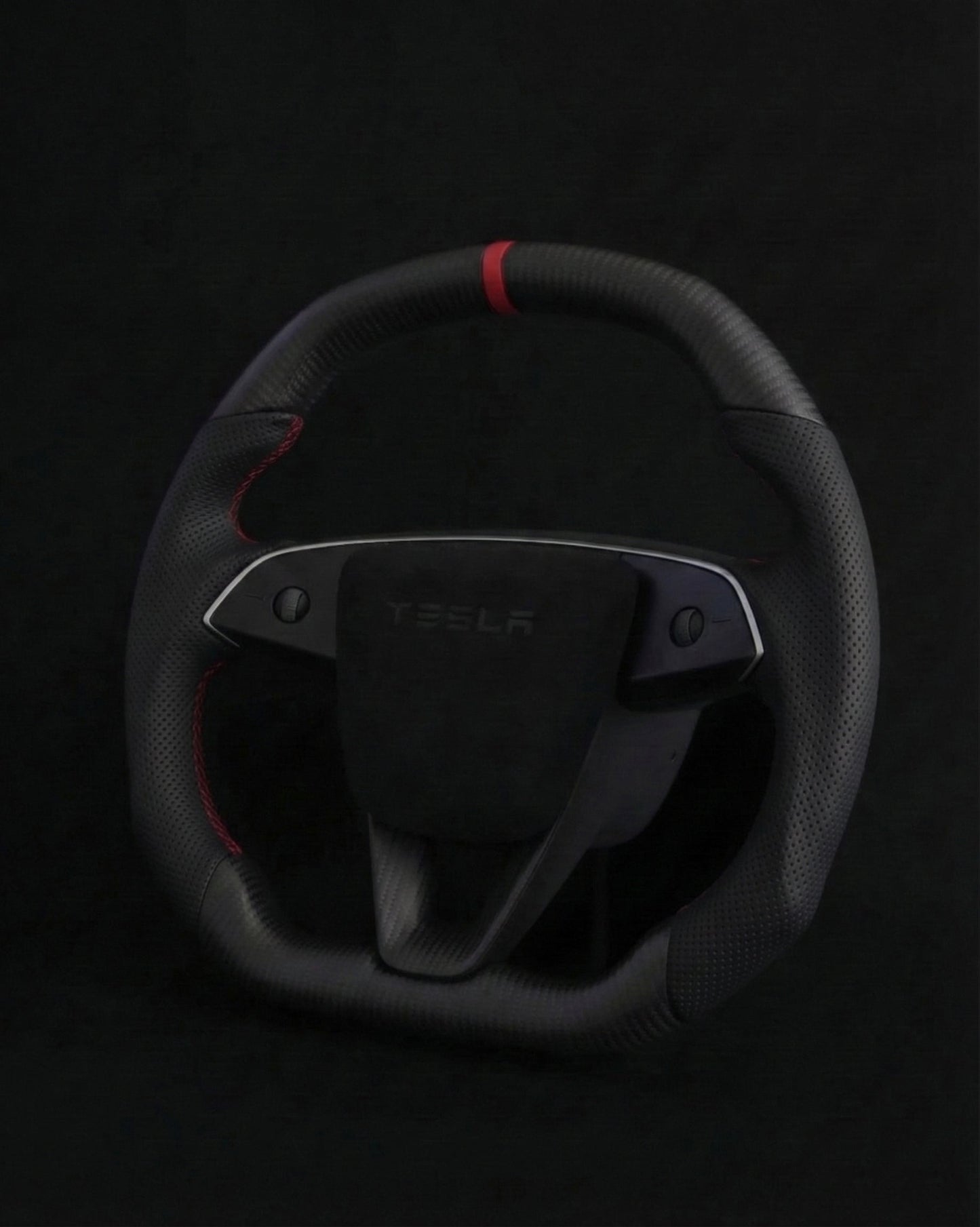 TESLA MODEL Y JUNIPER PERFORATED LEATHER FLAT BOTTOM SUPERNOVA DRY MATTE CARBON STEERING WHEEL