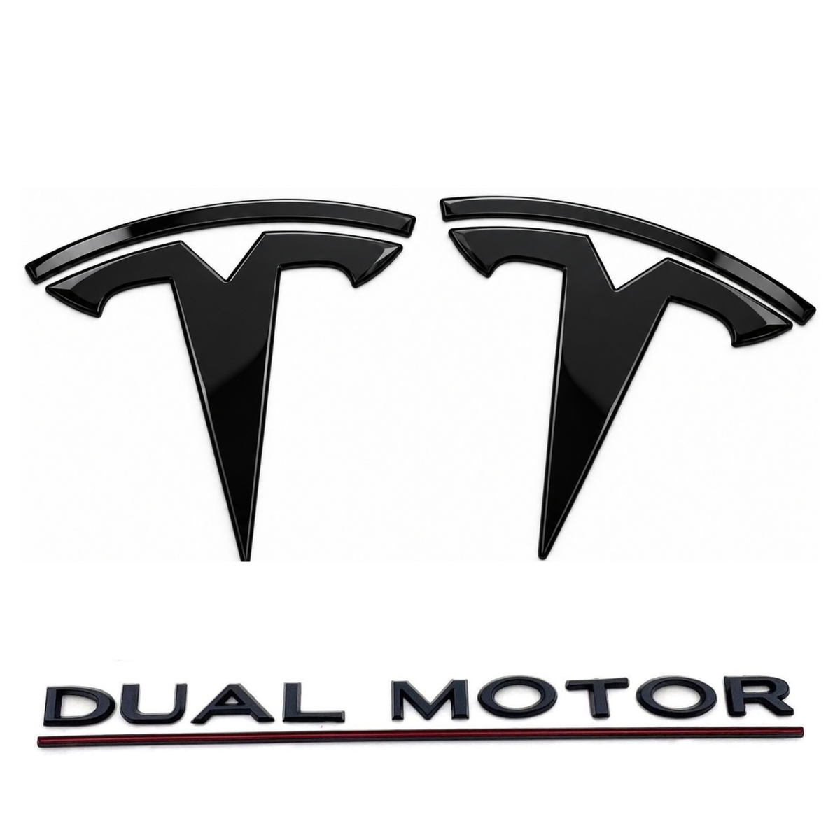 T Logos & Dual Motor Emblem Set | Tesla Model 3 & Model Y