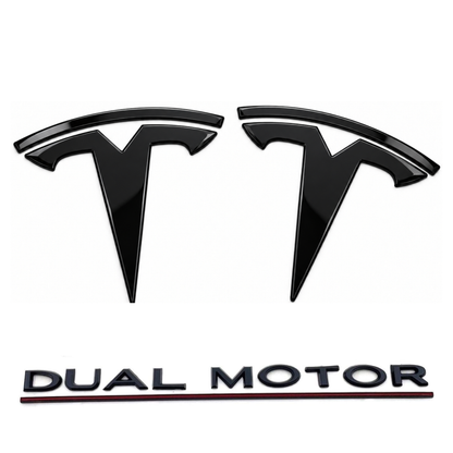T Logos & Dual Motor Emblem Set | Tesla Model 3 & Model Y
