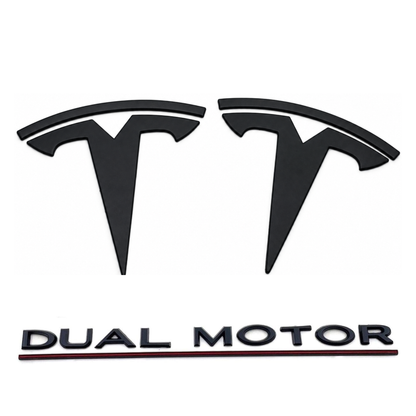T Logos & Dual Motor Emblem Set | Tesla Model 3 & Model Y