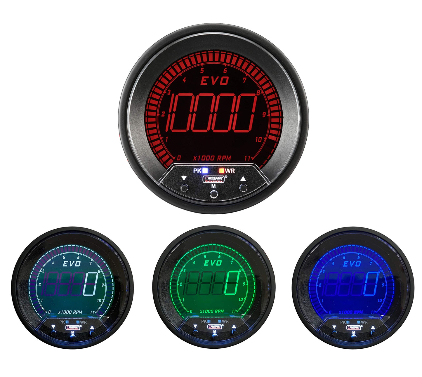 3-1/3" Premium EVO Series Tachometer with  Peak/Warning