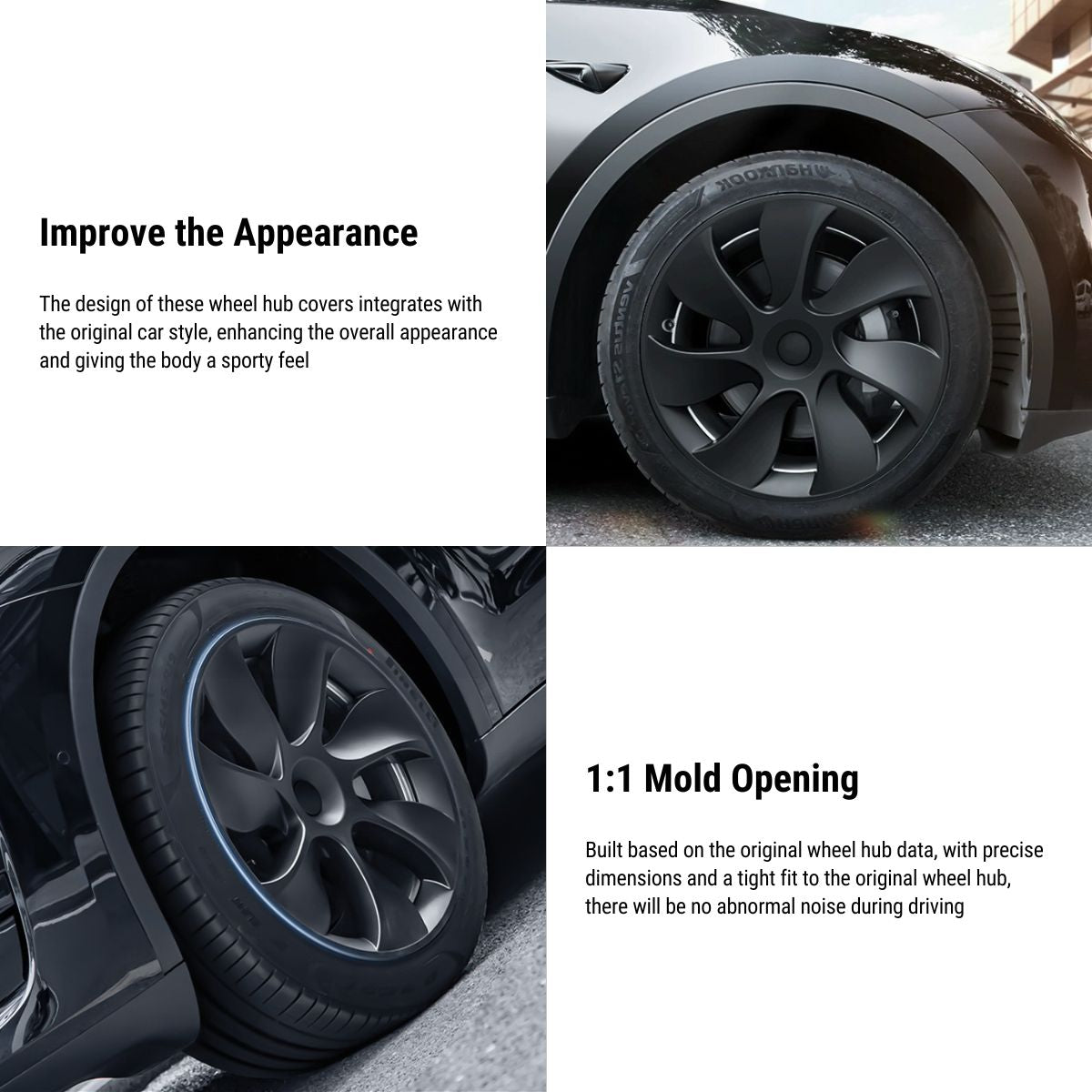 TESERY 18″ 19″ 20″ Wheel Covers for Tesla Model 3 / Model Y (4PCS)