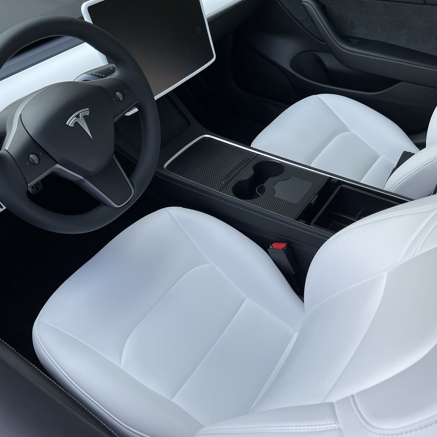 Tesla Model 3 / Y Center Console Wrap Cover  (Gen. 1 & 2 & 3) - Carbon Fiber Interior Mods