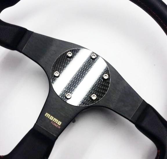 CARBON FIBER ROUND Glossy Steering Wheel Horn Button Cover Plate NO Button