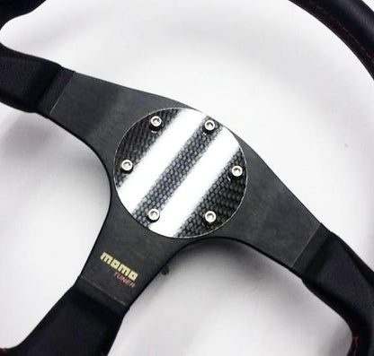 CARBON FIBER ROUND Glossy Steering Wheel Horn Button Cover Plate NO Button