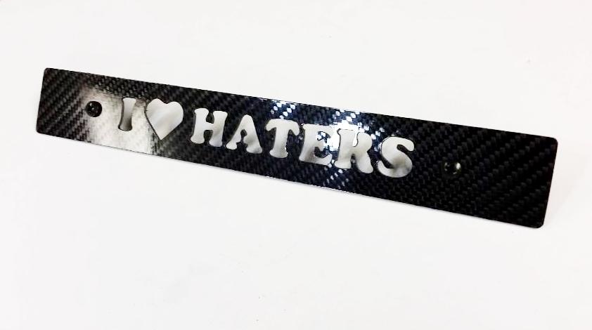 CARBON FIBER I LOVE HATERS Front License Plate Delete for Subaru WRX Impreza STi