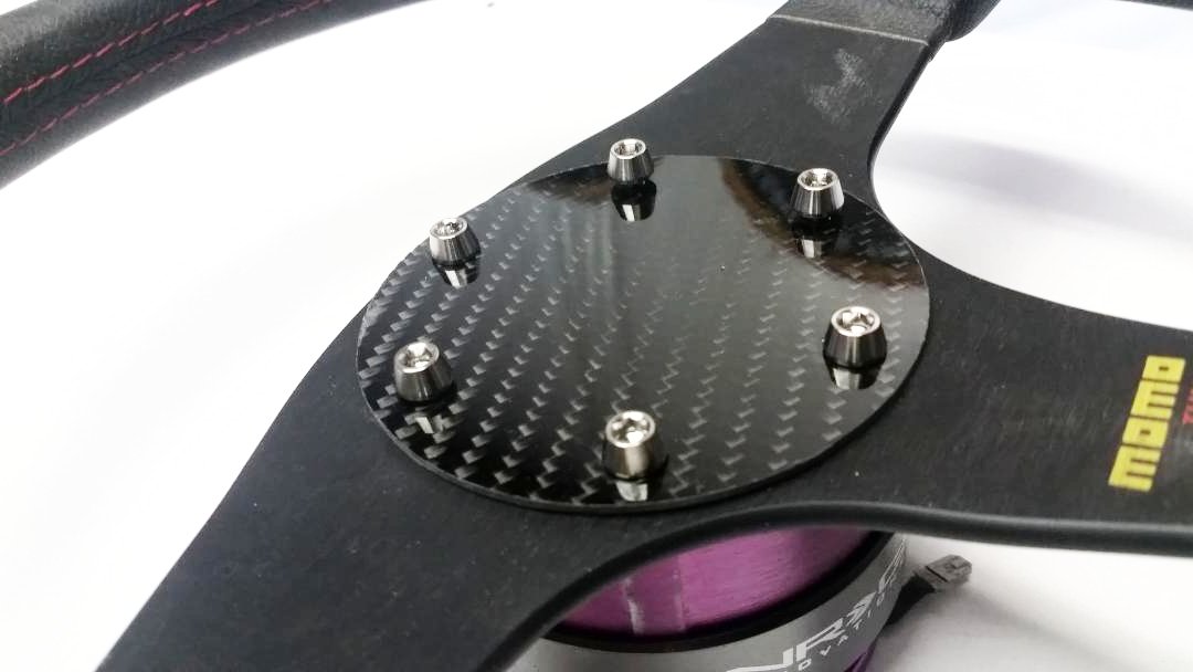 CARBON FIBER ROUND Glossy Steering Wheel Horn Button Cover Plate NO Button