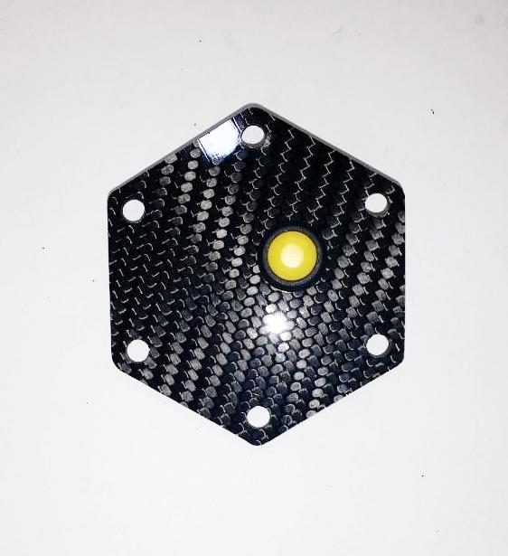 CARBON FIBER Glossy Steering Wheel Horn Button Cover Plate W/ YELLOW Button