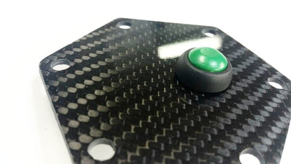 CARBON FIBER Glossy Steering Wheel Horn Button Cover Plate W/ GREEN Button