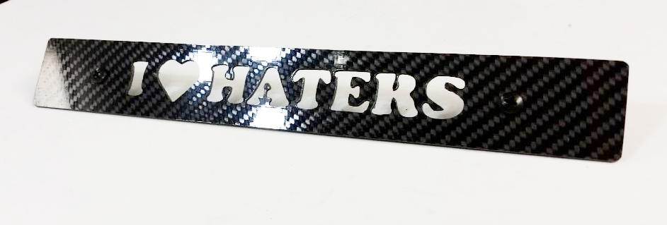 CARBON FIBER I LOVE HATERS Front License Plate Delete for Subaru WRX Impreza STi