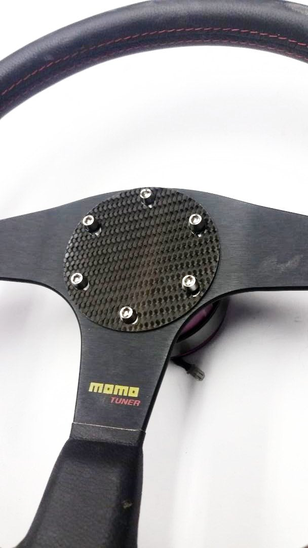 CARBON FIBER ROUND Glossy Steering Wheel Horn Button Cover Plate NO Button