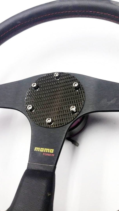 CARBON FIBER ROUND Glossy Steering Wheel Horn Button Cover Plate NO Button