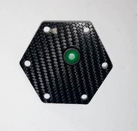 CARBON FIBER Glossy Steering Wheel Horn Button Cover Plate W/ GREEN Button