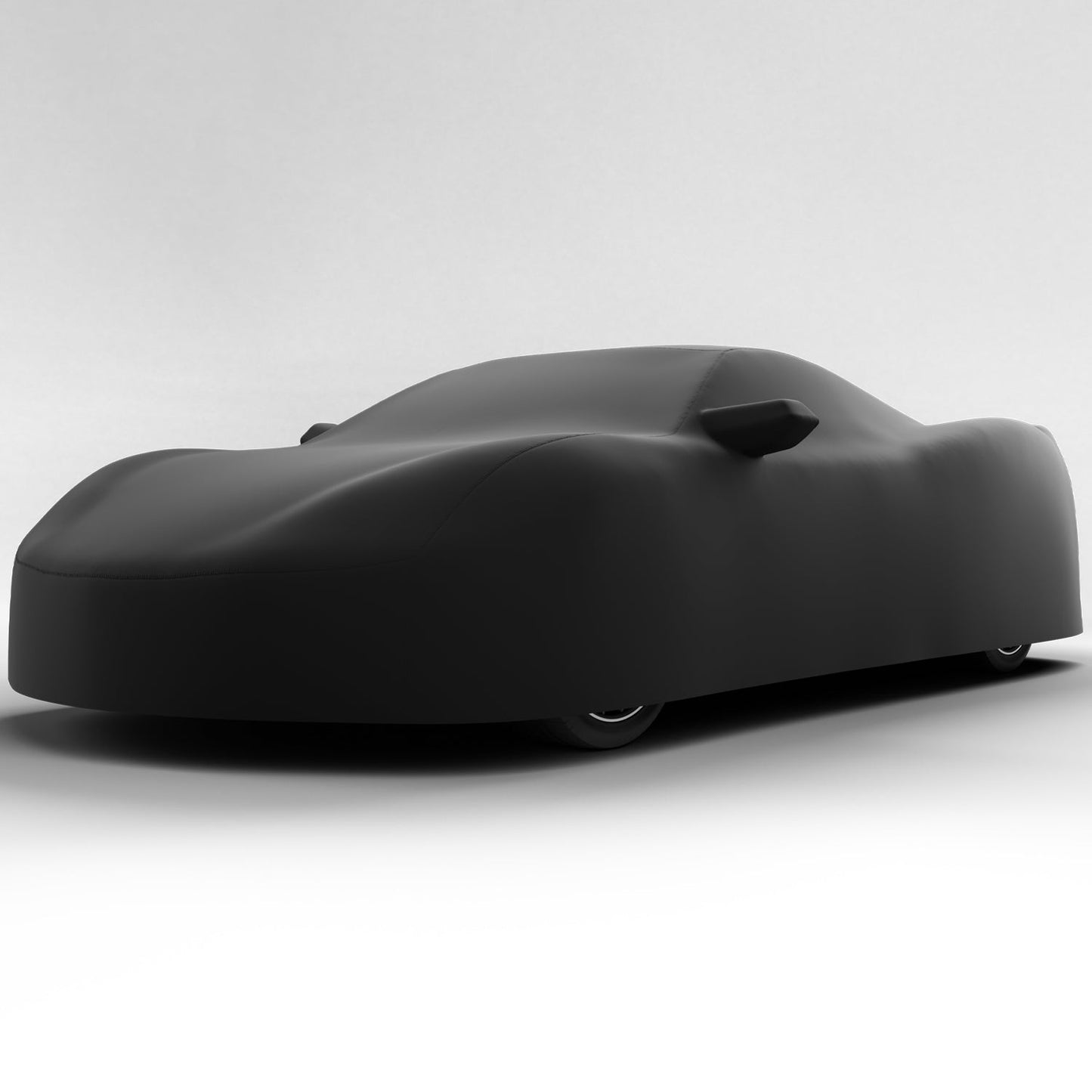Black Satin BL - Black Car Cover for Chevrolet Corvette Stingray 2020 Coupe 2-Door with HIGH Wing Spoiler