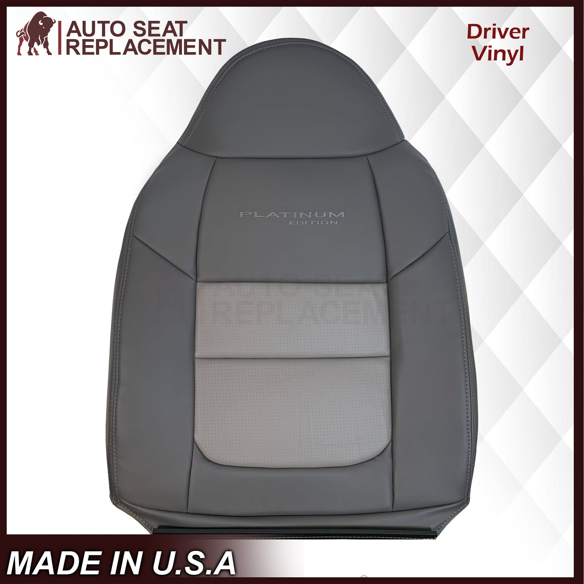 2001 Ford F250 Platinum Edition New Vinyl Replacement Seat Cover in 2-Tone Gray