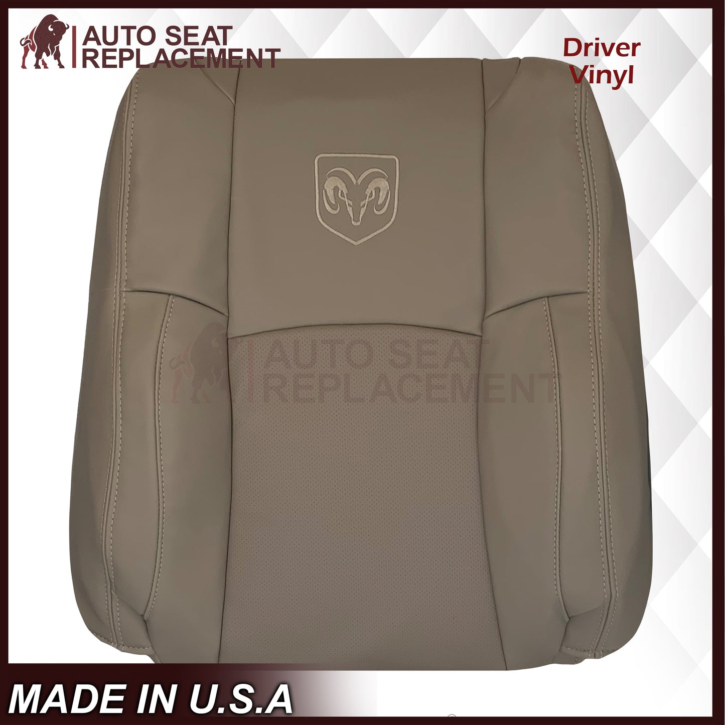2009 - 2012 Dodge Ram 1500 2500 3500 Laramie Replacement Seat Cover in Light Pebble “Tan" With Perforated Inserts: Choose From Variants