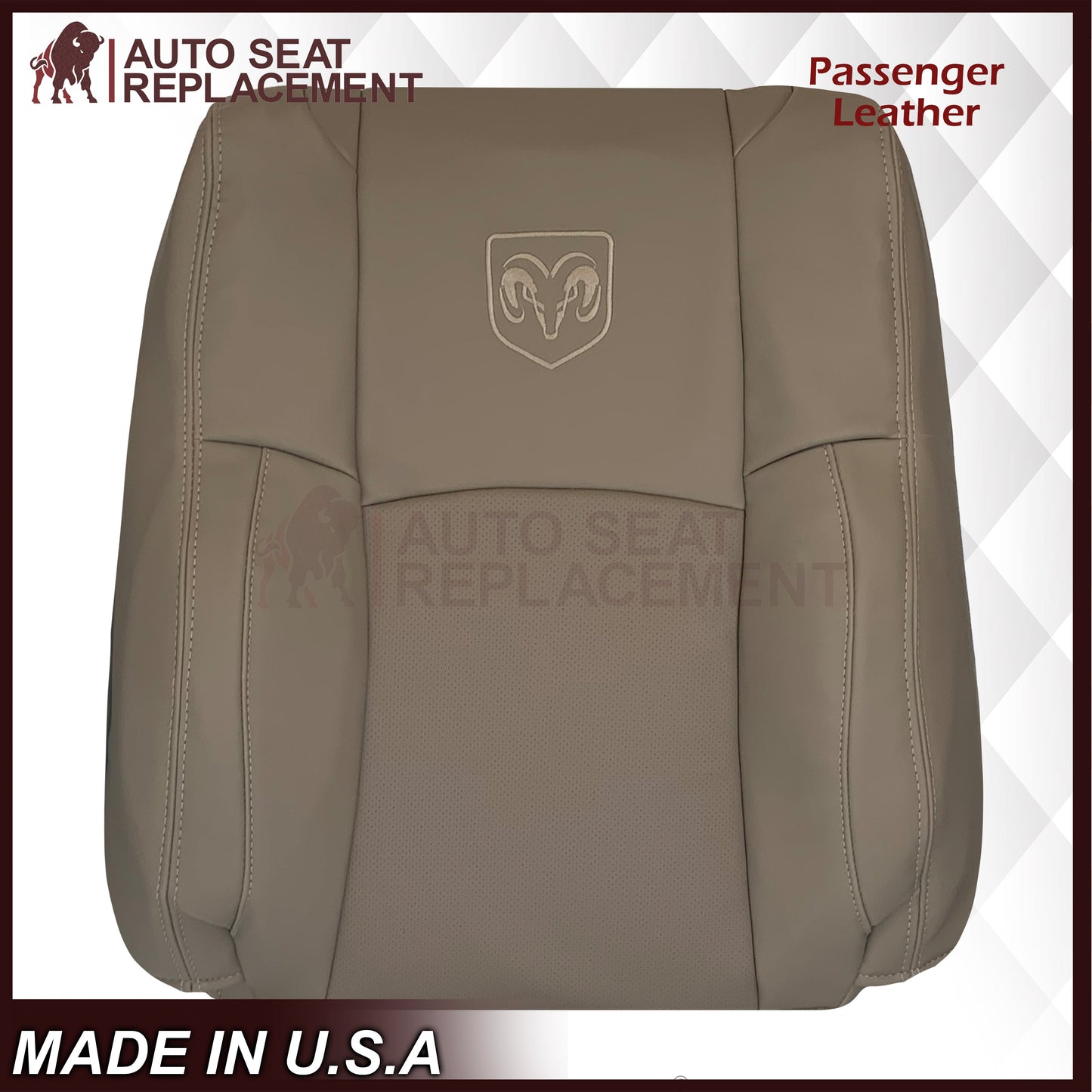 2009 - 2012 Dodge Ram 1500 2500 3500 Laramie Replacement Seat Cover in Light Pebble “Tan" With Perforated Inserts: Choose From Variants