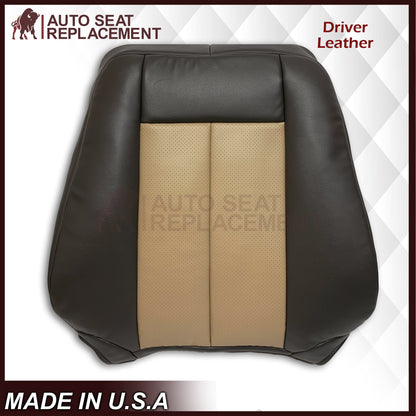 2007 2008 Ford Expedition Eddie Bauer Driver Or Passenger Side Replacement Perforated LEATHER Seat Cover In 2 Tone Tan (Tan- Dark Gray)