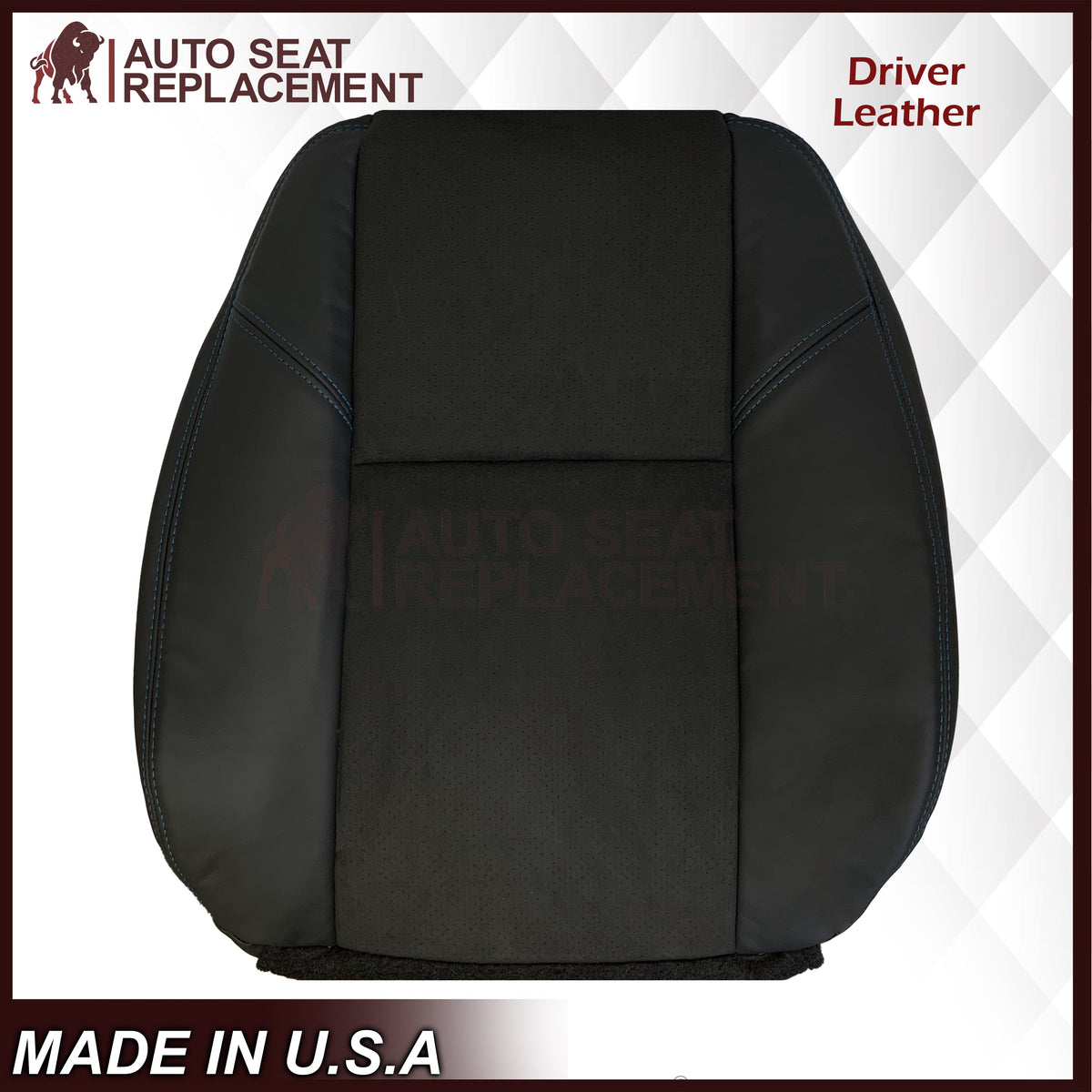 2007-2014 Chevy Tahoe Suburban Silverado CUSTOM Genuine Leather Or Synthetic Leather With Suede Perforated Insert Seat Cover in Black: Choose From Variation
