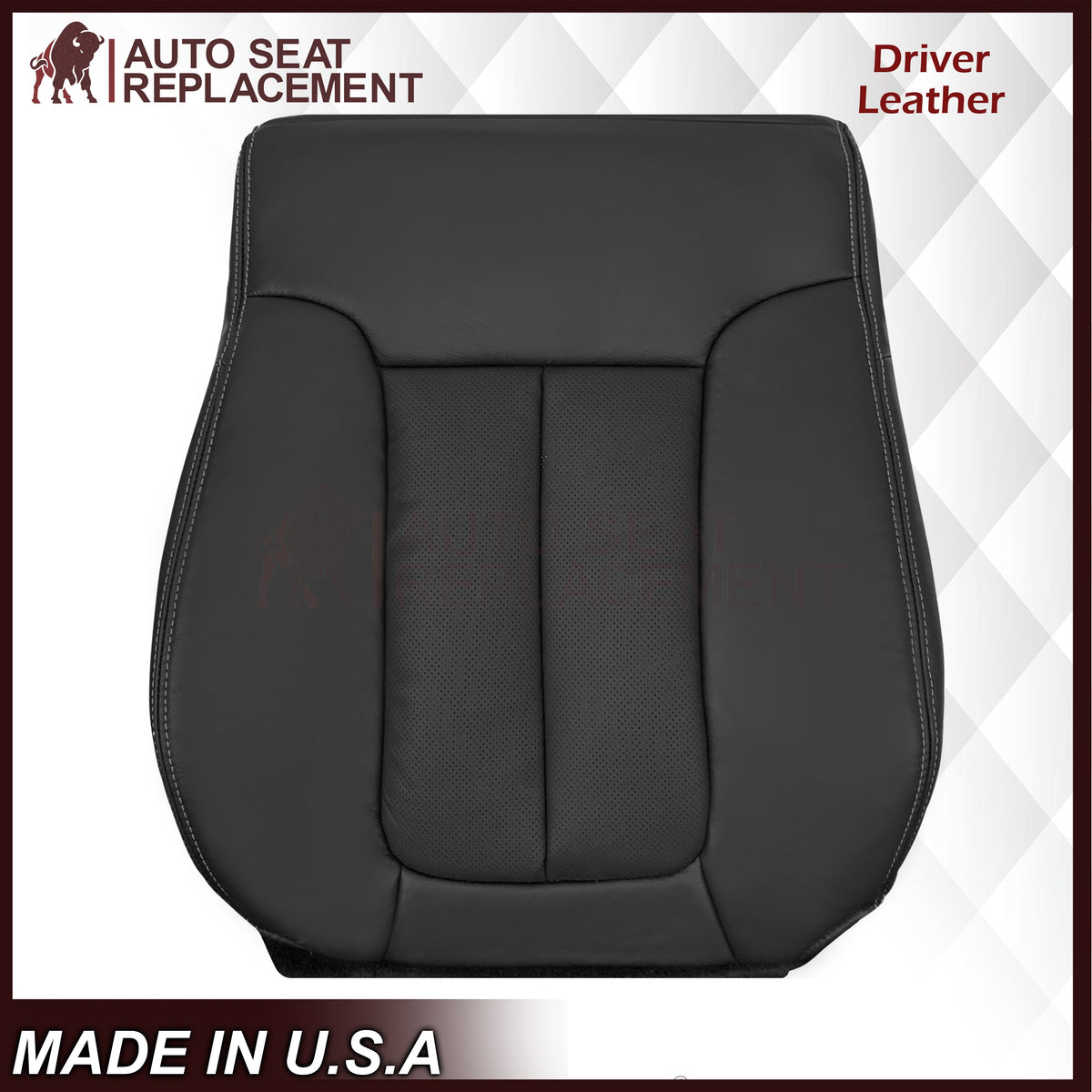 2009 - 2014 Ford F-150 Lariat Replacement Perforated Genuine Leather / Synthetic Leather Seat Cover In Black