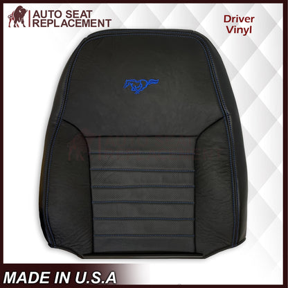 1999-2004 Ford Mustang GT Convertible Custom Blue Stitching Front & Second Row Seat Covers in Dark Charcoal Black: Choose From Variation