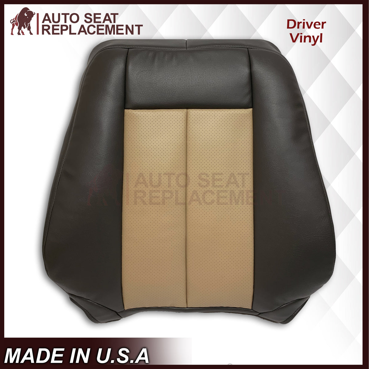 2007 2008 Ford Expedition Eddie Bauer Driver Or Passenger Side Replacement Perforated LEATHER Seat Cover In 2 Tone Tan (Tan- Dark Gray)