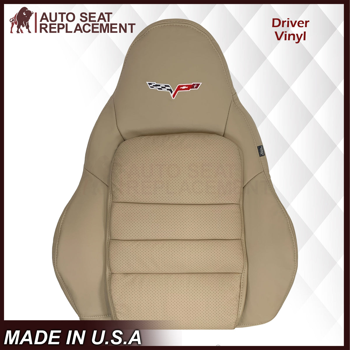 2005-2013 Chevy Corvette C6 Replacement Seat Covers: Tan Perforated