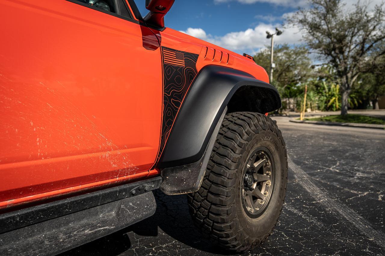 Topo American Flag Fender Overlays (Clear) - 2022+ Bronco Raptor