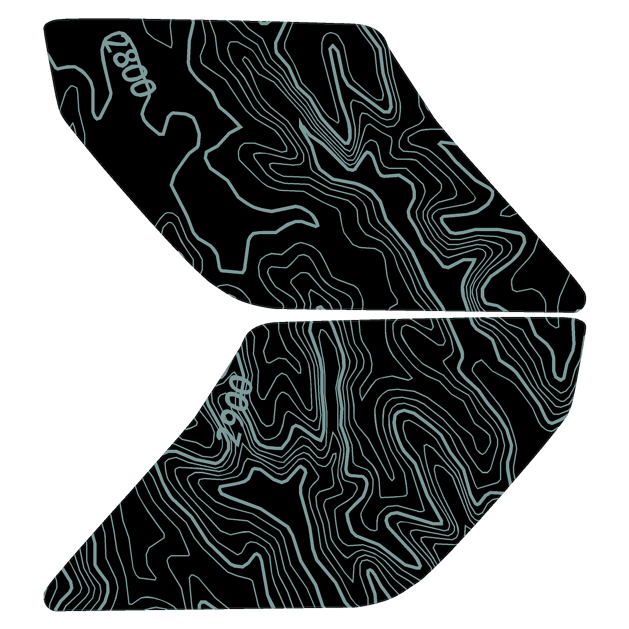 Topo Interior Sun Visor Overlays (Printed Series) - 2021+ Bronco (NO Homelink)