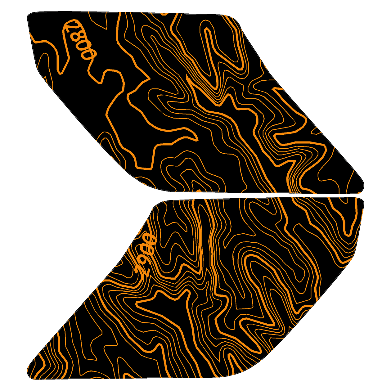 Topo Interior Lower Front Door Card Insert Overlays (Printed Series) - 2021+ Bronco 4 Door