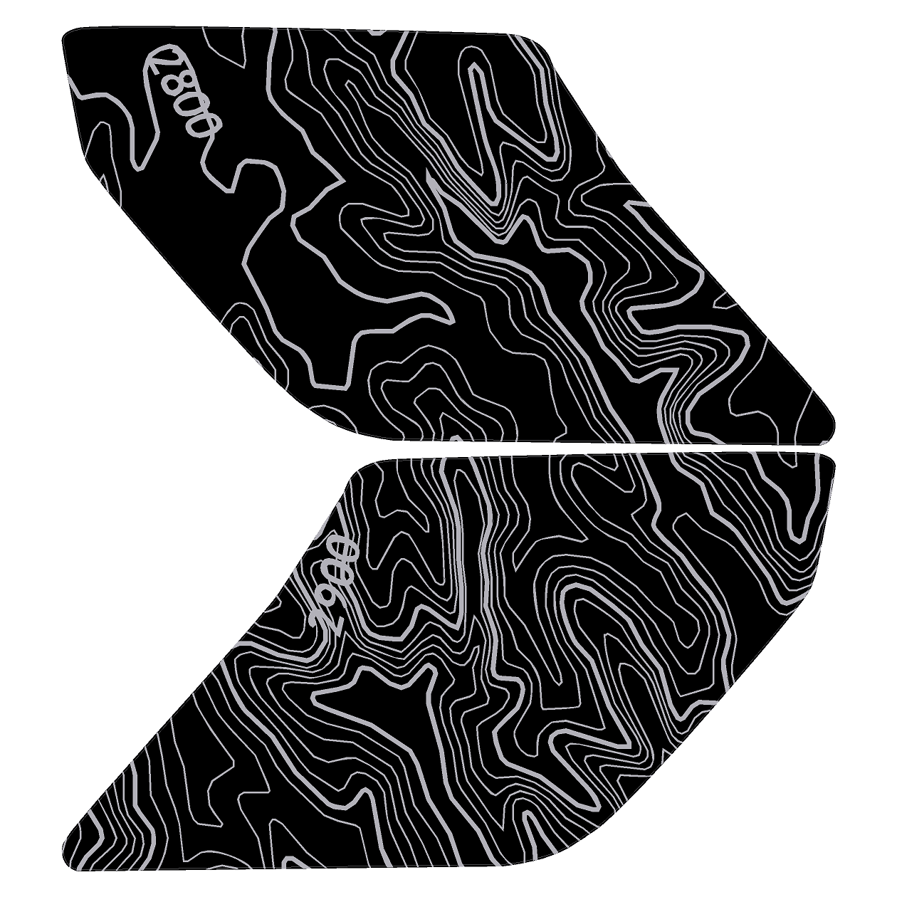 Topo Interior Lower Front Door Card Insert Overlays (Printed Series) - 2021+ Bronco 4 Door