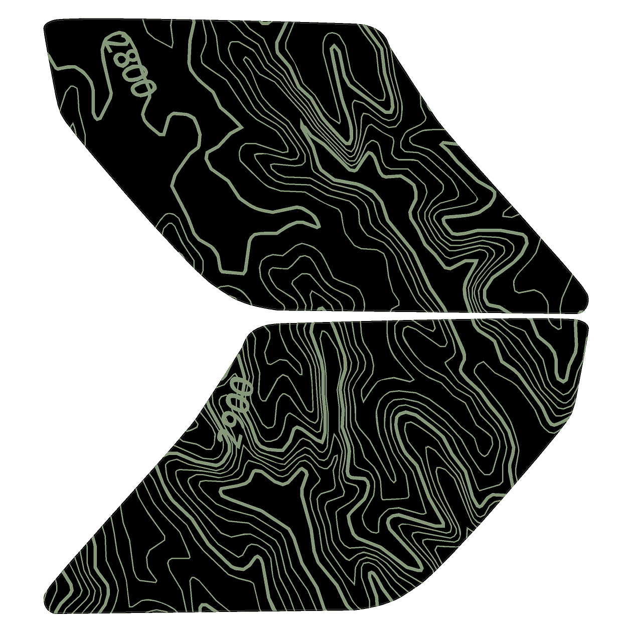 Topo Interior Lower Door Card Insert Overlays (Printed Series) - 2021+ Bronco 2 Door