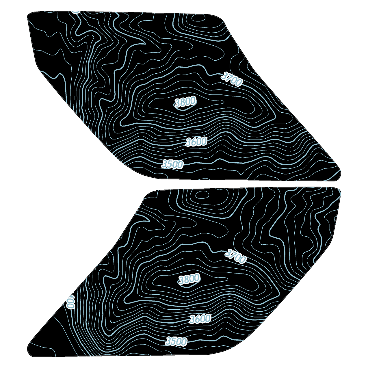 Topo Interior Lower Door Card Insert Overlays (Printed Series) - 2021+ Bronco 2 Door
