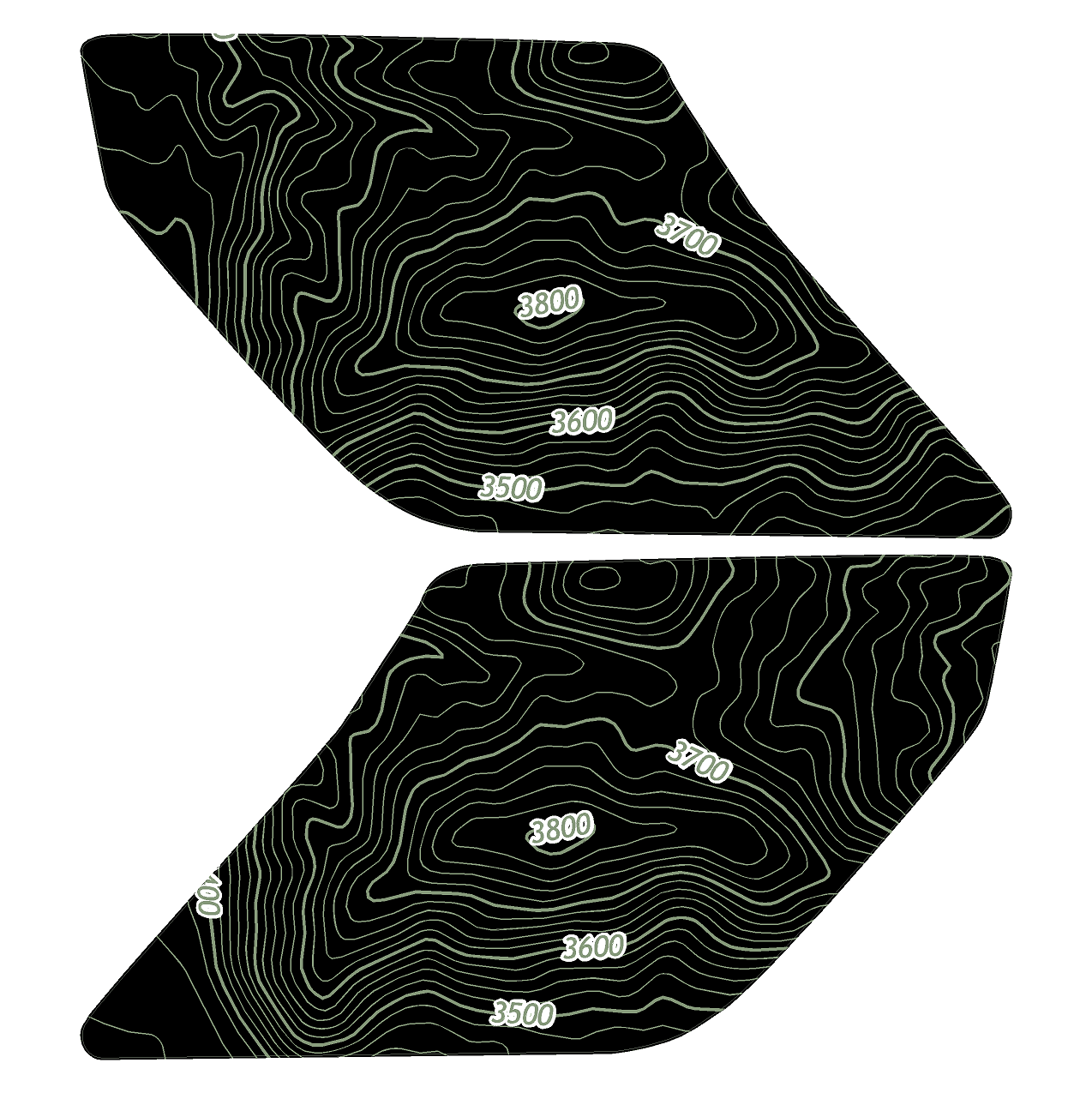 Topo Interior Lower Front Door Card Insert Overlays (Printed Series) - 2021+ Bronco 4 Door