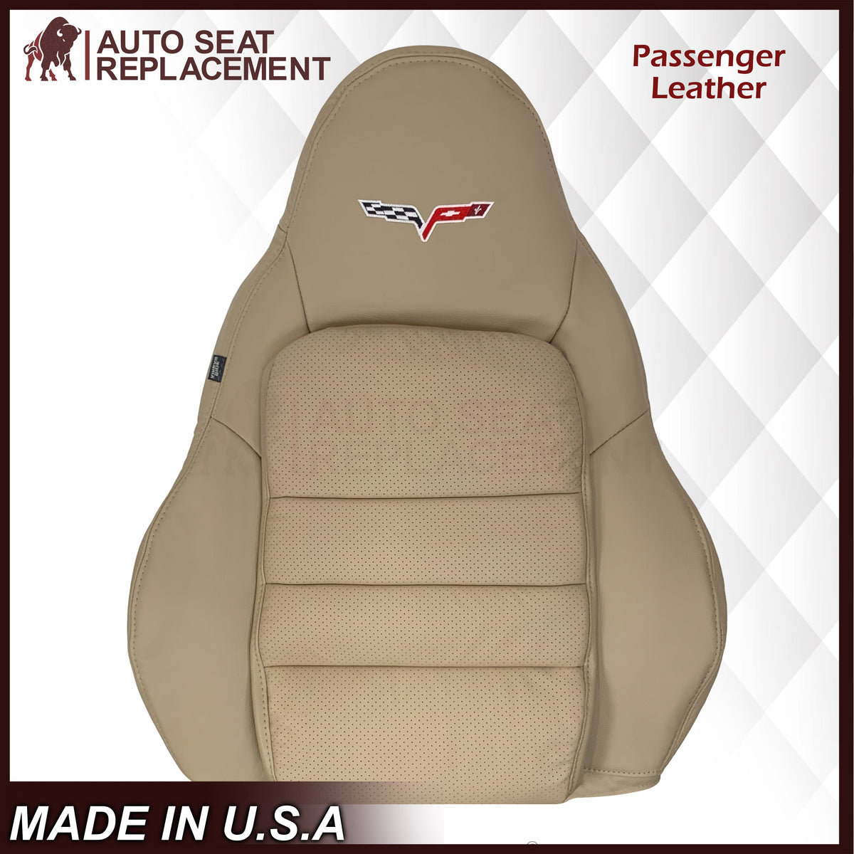 2005-2013 Chevy Corvette C6 Replacement Seat Covers: Tan Perforated